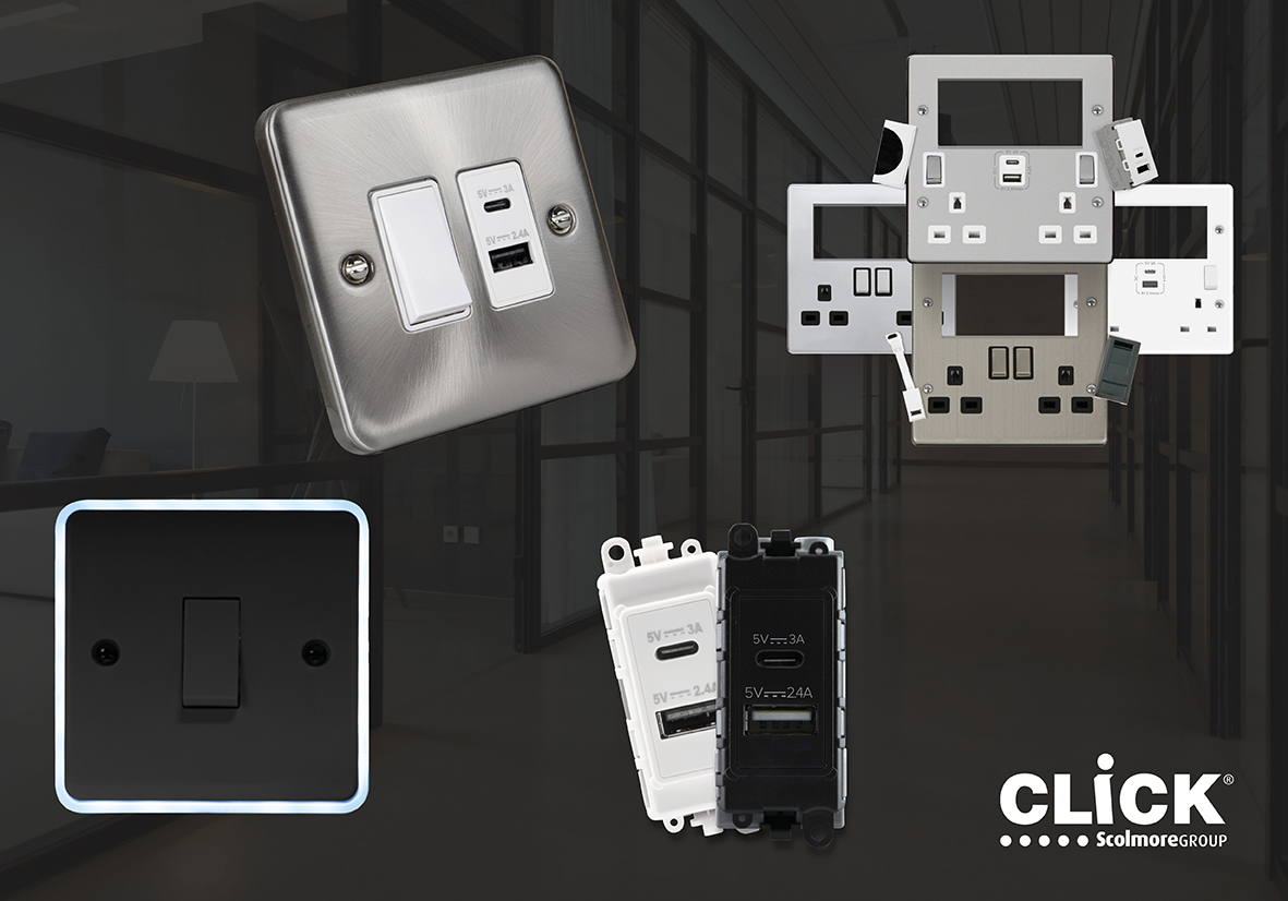 Click January Combination Release PR New additions to Click Scolmore’s wiring accessories range