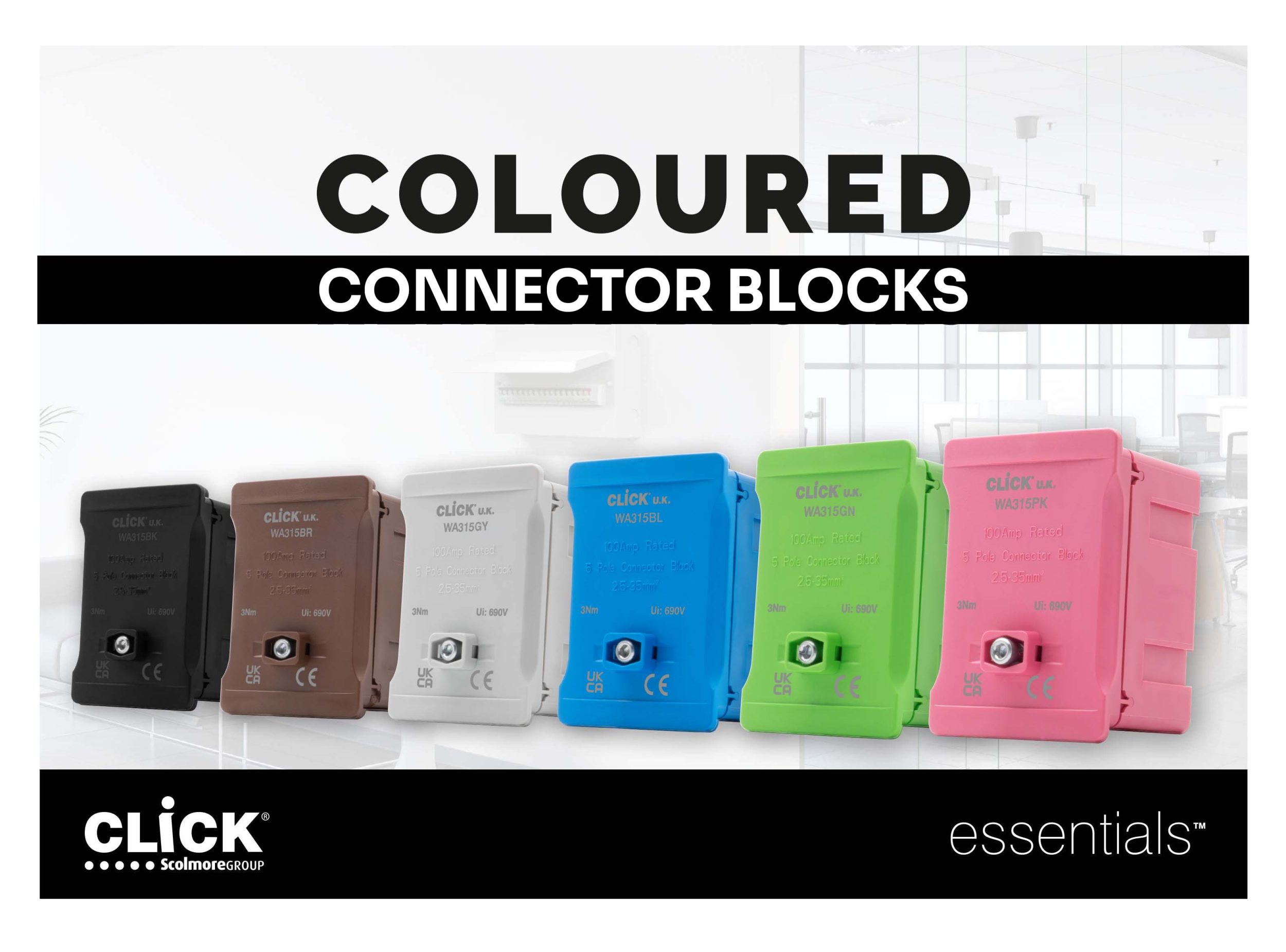 Connector Blocks Coloured connector blocks added to the Click Essentials range