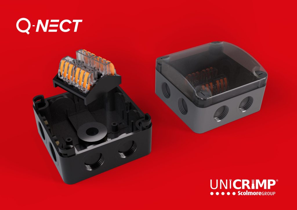 IP Box Transparent Lid Q-Nect IP junction boxes with semi-transparent lids from Unicrimp