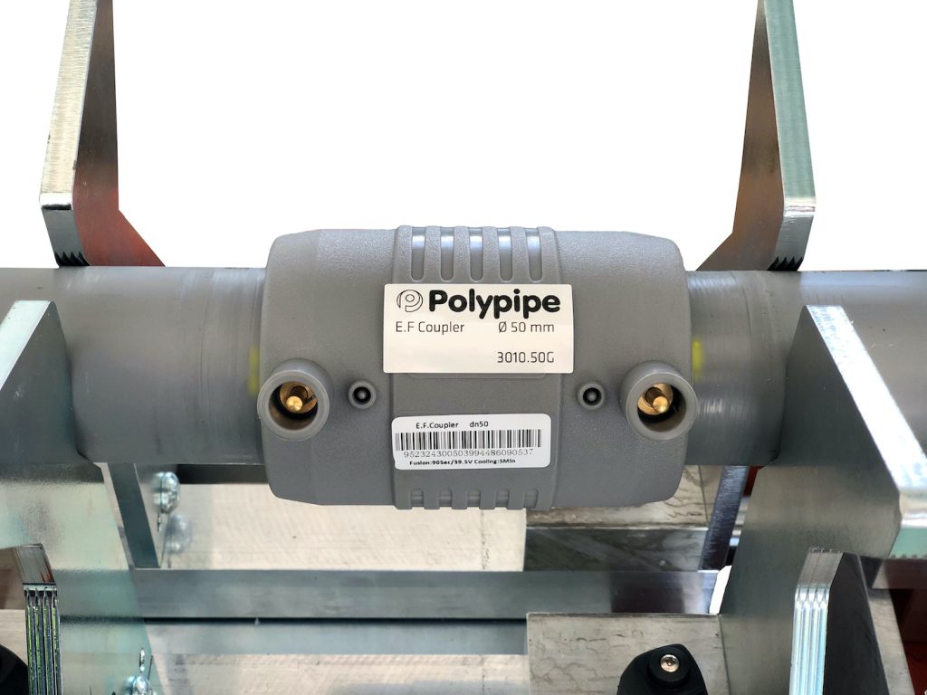 Image 1. Electrofusion coupling with barcode label Polypipe Building Services reveals major expansion to its MecFlow Supply System range