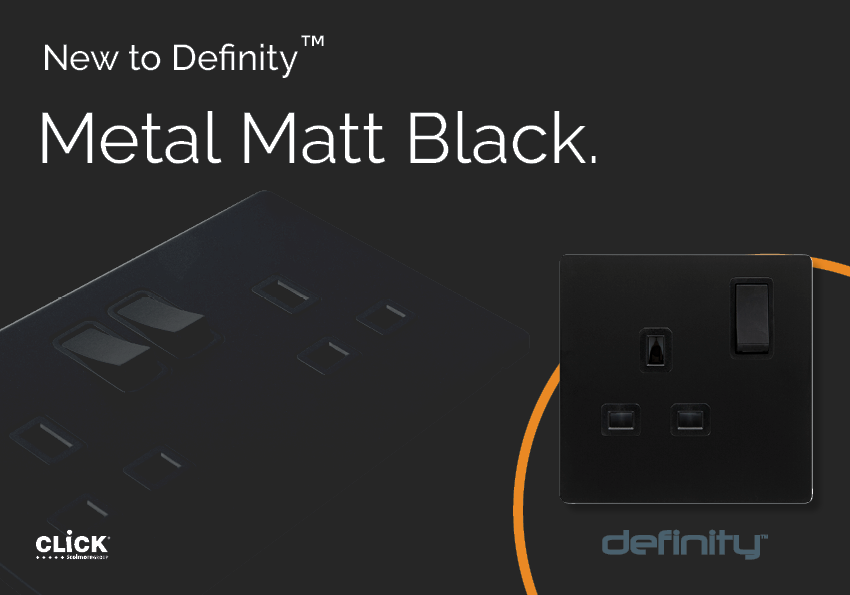 Matt Black Metal cover plates for Click Definity range