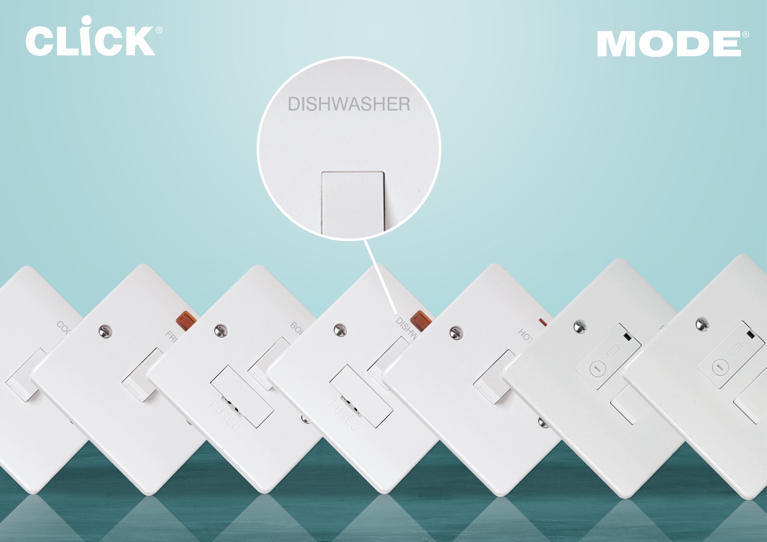 PR Laser Etch New Click Scolmore makes full suite of laser etched Mode 20A DP Switches and FCUs available from stock