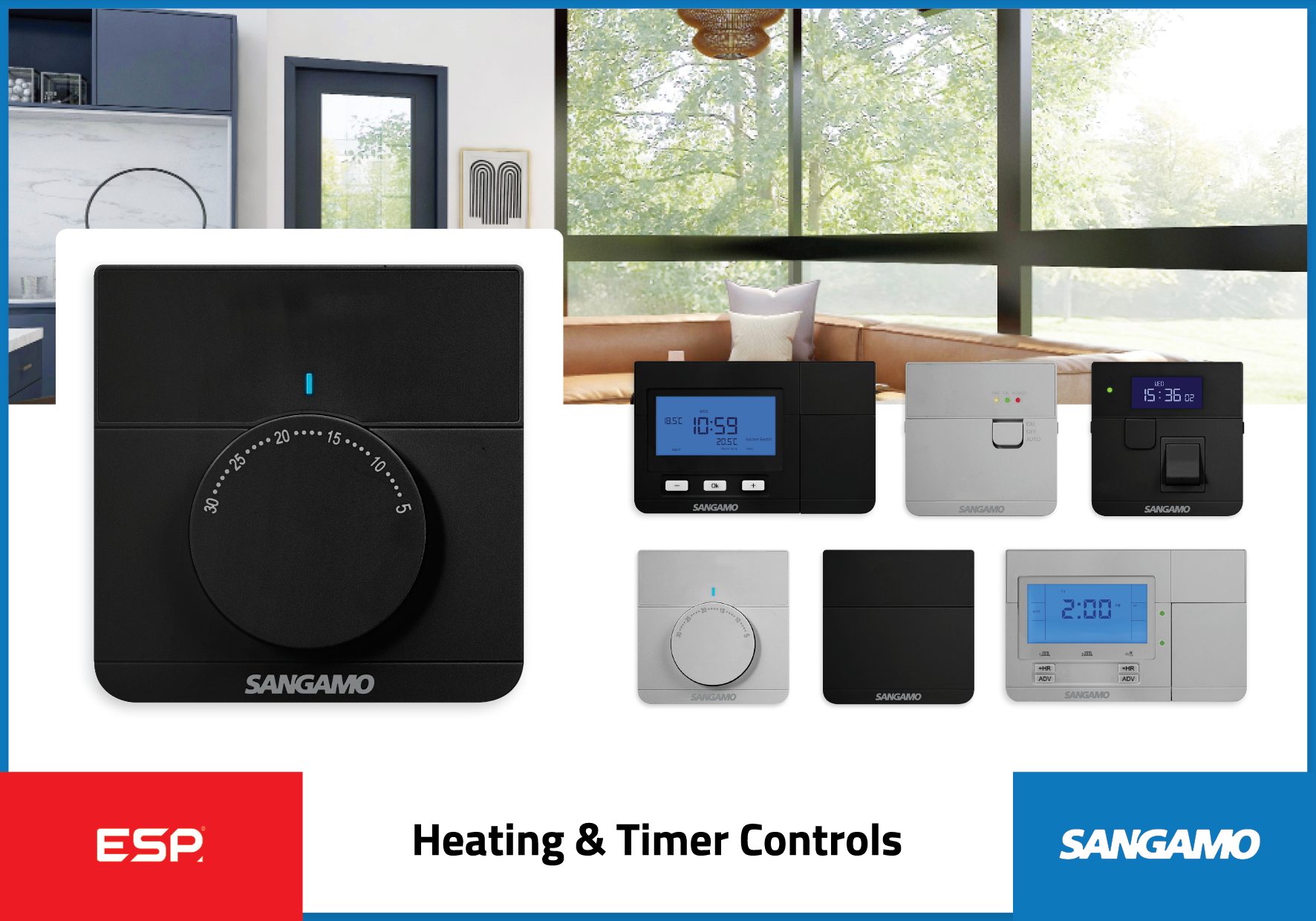 Sangamo timers and heating controls in three colours